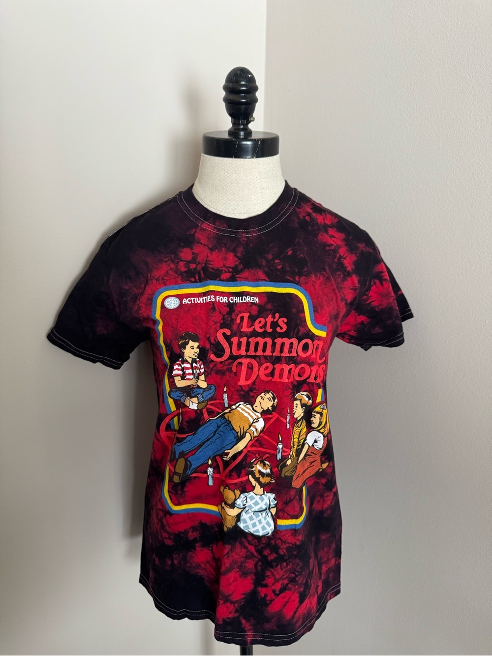 Let’s Summon Demons Tie-Dye Short Sleeve Tee - Red & Black